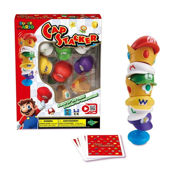 Epoch Games Super Mario Cap Tower Balancing Game, Tabletop Skill and Action Game, Ages 4+