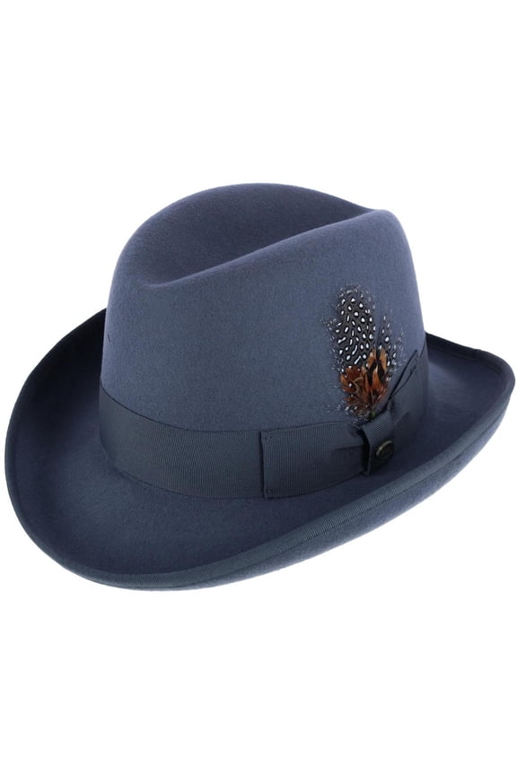 Company Wool Felt Homburg Godfather Hat with Feather (Men)