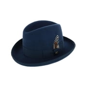 Epoch Hats Company Wool Felt Homburg Godfather Hat with Feather Men
