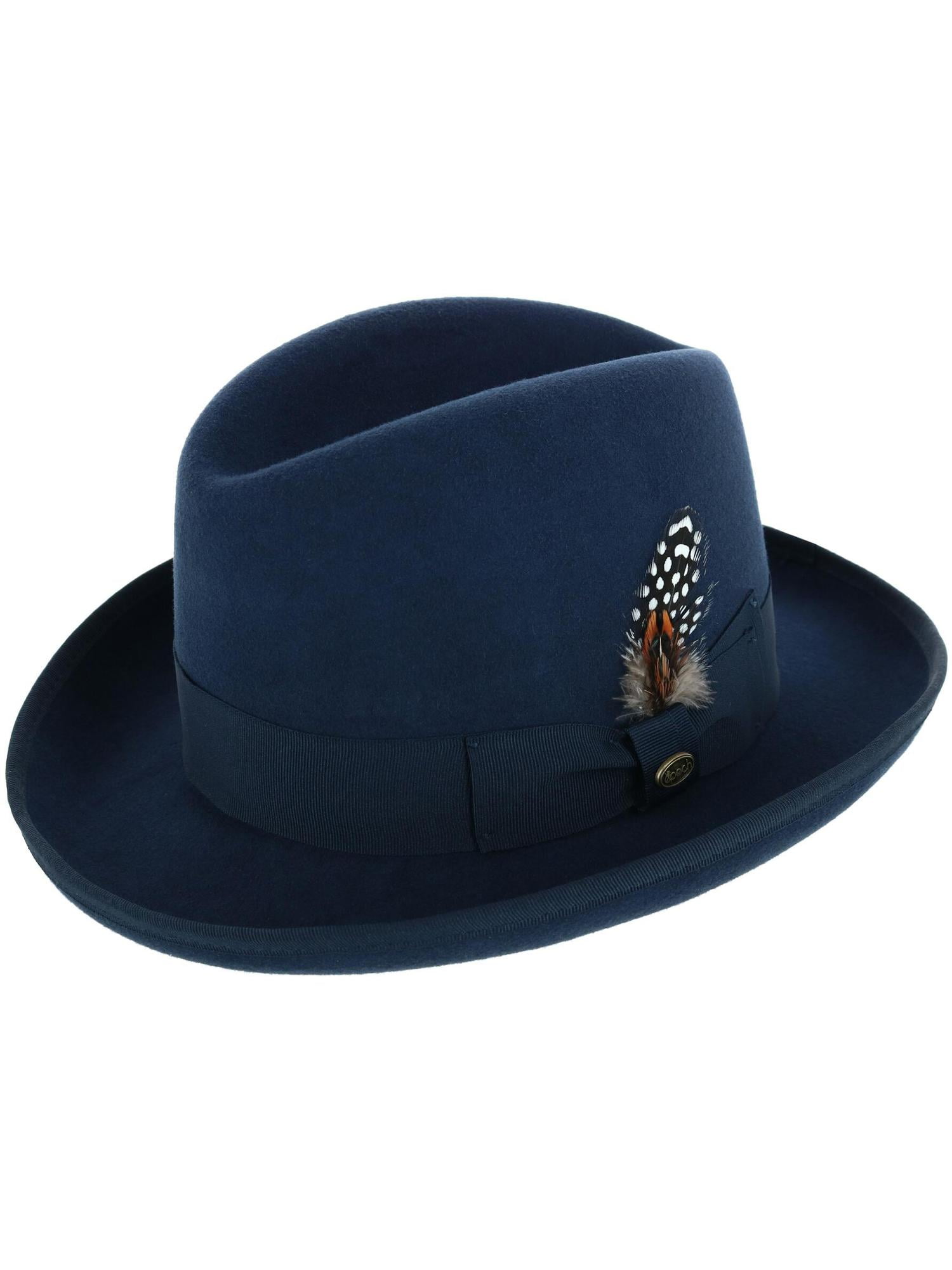 Epoch Hats Company Wool Felt Homburg Godfather Hat with Feather (Men