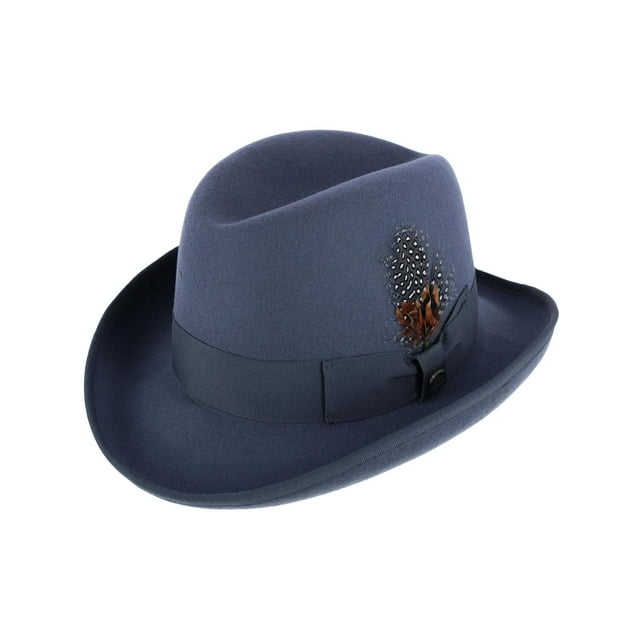 Epoch Hats Company Wool Felt Homburg Godfather Hat with Feather (Men