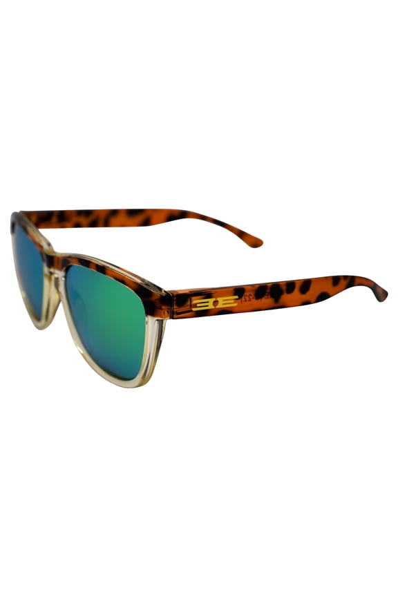LXE Skateboarding Sport Sunglasses Tortoise Gold with Green Mirror Polarized Lens