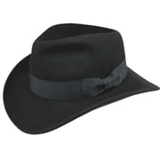 Epoch hats Indiana Jones Style Men's Wool Felt Outback Fedora with Grosgrain or Faux Leather Band
