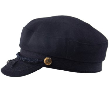 G&H Faux Leather Breton Cap – Black Greek Fisherman Hat For Men, Women, Kids