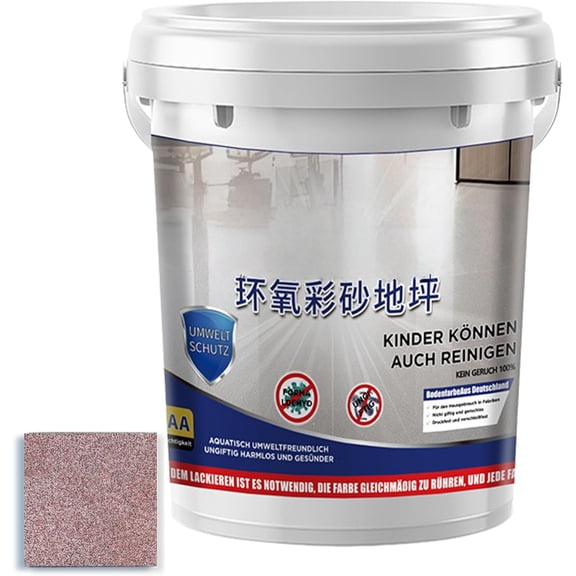 Epoxy Colored Sand Floor Paint, 1.5Kg for 1 Square Meter, High Gloss Self-Leveling Floor Coating for Garage Concrete & Wood, Non-Slip Waterproof for Indoor/Outdoor