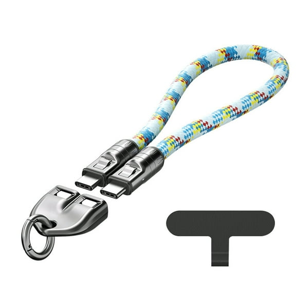 Cell Phone Lanyard Built-in USB C Cable, 2 In1 240W Fast Charging Phone Lanyard Wrist Strap, Data Transfer Cord