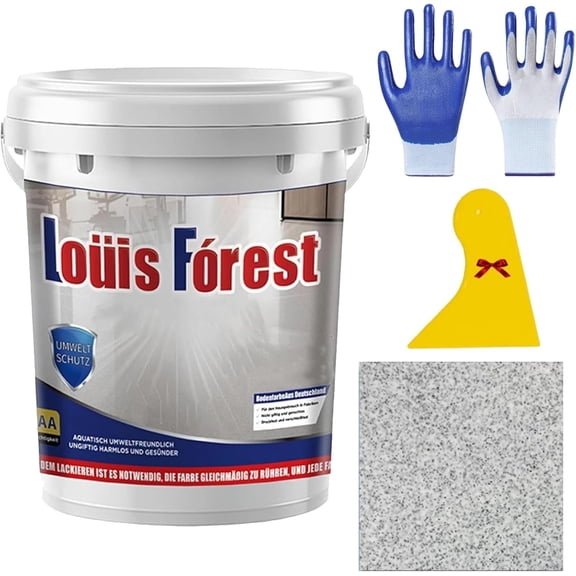 Epoxy Colored Sand Floor Paint, Epoxy Colored Sand Self Leveling Floor Paint, High Gloss Marble Effect Coating for Concrete, Waterproof, Non-slip, For Basement, Garage (White hemp gray, 35oz(1k))