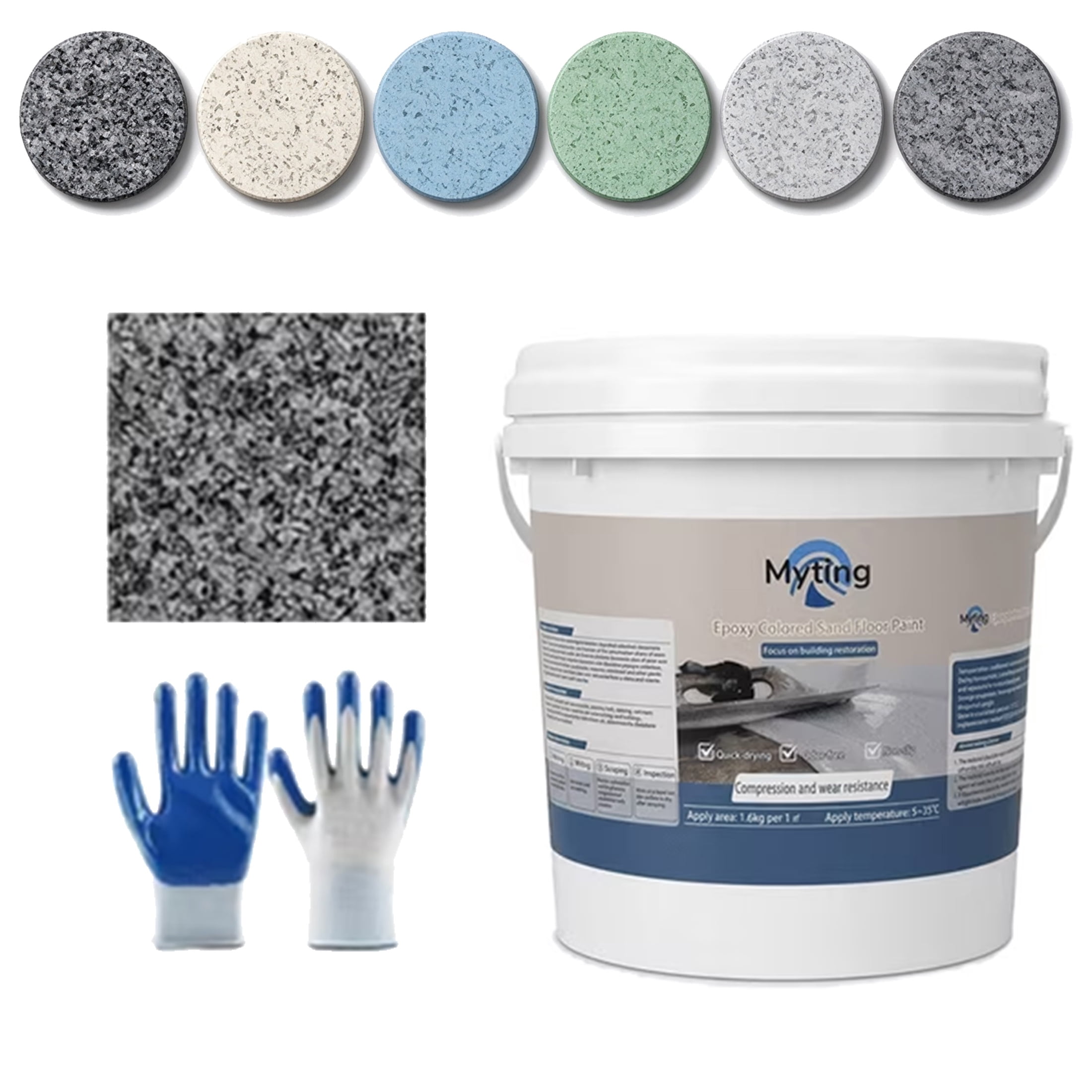 Epoxy Colored Sand Floor Paint, Epoxy Floor Paint High Gloss Marble Effect Coating for Indoor and Outdoor, Wear-resistant and non slip