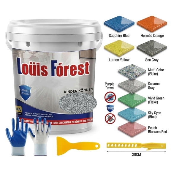 Epoxy Colored Sand Floor Paint, High-Gloss Self-Leveling Epoxy Coating for Interior & Exterior Surfaces, Wear-Resistant & Non-Slip Marble Effect Finish
