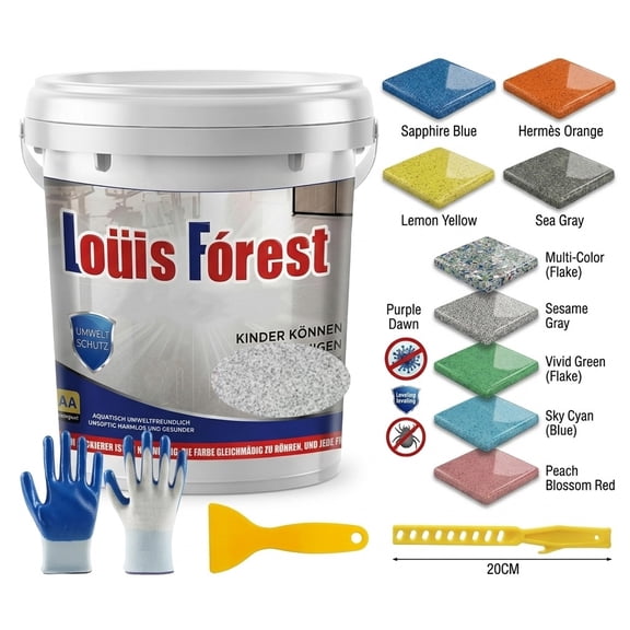 Epoxy Colored Sand Floor Paint, High-Gloss Self-Leveling Epoxy Coating for Interior & Exterior Surfaces, Wear-Resistant & Non-Slip Marble Effect Finish