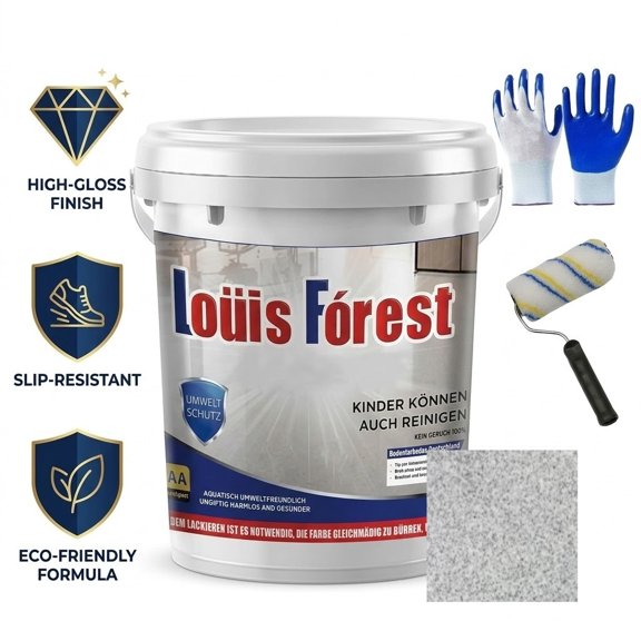 Epoxy Colored Sand Floor Paint, Louis Forest Epoxy Floor Paint, Louis Forest Floors Paints, High Gloss Marble Effect Garage Coating for Both Interior and Exterior Applications