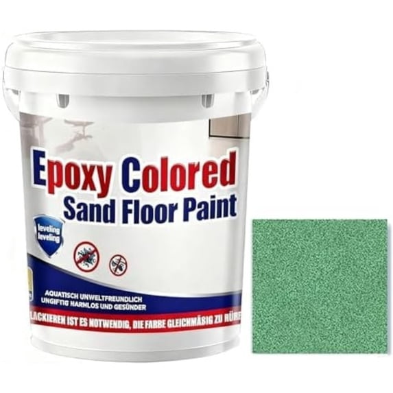 Epoxy Colored Sand Floor Paint, Self Leveling Epoxy Floor Paint, High Gloss Marble Effect Coating for Concrete, Indoor and Outdoor, Waterproof, Non-Slip (5 KG, Green)