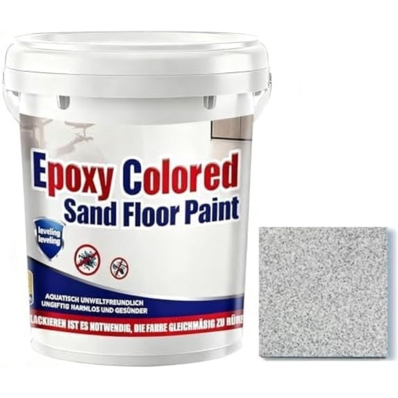 Epoxy Colored Sand Floor Paint, Self Leveling Epoxy Floor Paint, High Gloss Marble Effect Coating for Concrete, Indoor and Outdoor, Waterproof, Non-Slip (5 KG, Light gray)