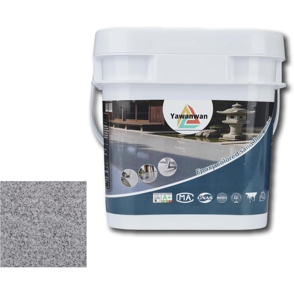 Epoxy Colored Sand Floor Paint, Self-leveling Epoxy Floor Paint for Indoor and Outdoor, Wear-resistant, Non-slip, Excellent Results on Concrete and Flat Adobe Surfaces(Light Gray,5KG/175OZ)