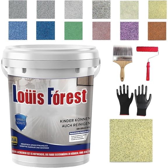 Epoxy Coloured Sand Floor Paint Coating Kit, Self Leveling Epoxy Floor Paint, High Gloss Marble Effect Coating for Garage, Outdoor, Waterproof, Non-Slip (0.5kg, Lemon Yellow)