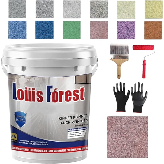 Epoxy Coloured Sand Floor Paint Coating Kit, Self Leveling Epoxy Floor Paint, High Gloss Marble Effect Coating for Garage, Outdoor, Waterproof, Non-Slip (1kg, Dan Red)