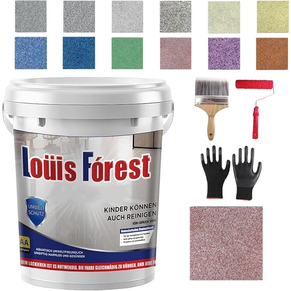 Epoxy Coloured Sand Floor Paint Coating Kit, Self Leveling Epoxy Floor Paint, High Gloss Marble Effect Coating for Wood Floors, Garage, Outdoor, Waterproof, Non-Slip (2kg, Dan Red)