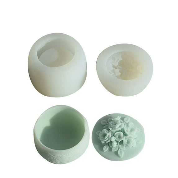 Epoxy Crystal Anniversary Rose Decorative Container Storage Box Molds with Lid for Rings Jewelry Storage Home Decor