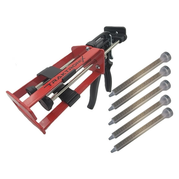 Epoxy Dual Component Manual Applicator & 5 8193 mixing nozzles, Caulking Double Cartridge Caulk Gun Panel Bond Adhesive 200 ml Mix Ratio 1:1 and 2:1 08571 08115 08116