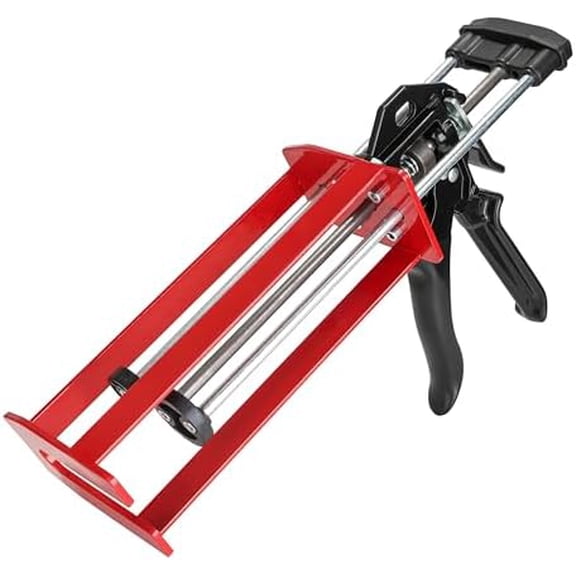 Epoxy Gun Dual Cartridge Applicator 450mL/600mL/650mL, Manual 1:1 & 2:1 Ratio, High-Thrust 2-Part Adhesive Dispenser for Epoxy, Urethane, Acrylic, Panel Bonding & Plastic Repair, Red