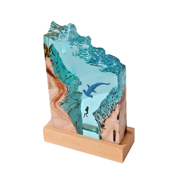 Epoxy Light Resin Crafts Ocean Custom Lamp Gifts Handcrafted Hammerhead shark