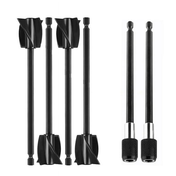 Epoxy Paint Mixer Paddles for Drill,4Pcs Reusable Paint Stirrer Drill Mixer Paddles and 2Pcs Extension Rods