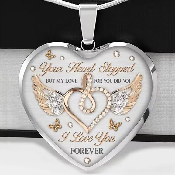 Epoxy Peach Heart Shape Letter Necklace