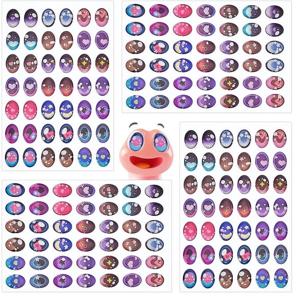 Epoxy Plastic Eyes Stickers for Making Oval Mixed Color 151x103x1mm for DIY