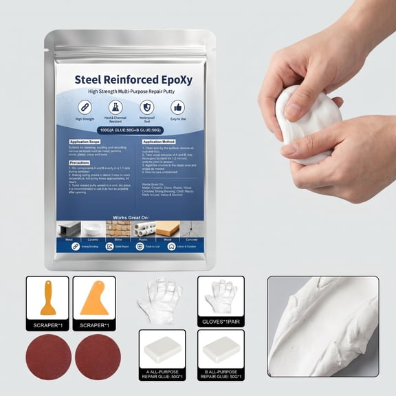 Epoxy Putty Fast Repair Clay, 2-Part Repair Filler Putty for Metal Wood Ceramic Stone Tile and Plastic, Filling Cracks Holes and Surface Repairs