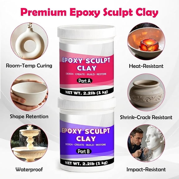 Epoxy Putty Sculpting Clay 4.4lb, 2 Part A & B Modeling Compound for DIY Repair and