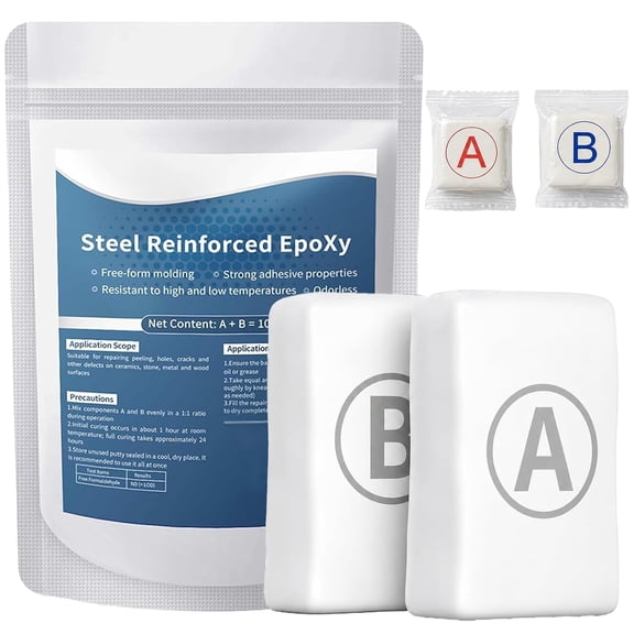 Epoxy Putty Steel-Reinforced, Multi-Purpose Repair Putty Waterproof Heat Resistant for Metal Wood Ceramic PVC Concrete,100g(1Pcs)