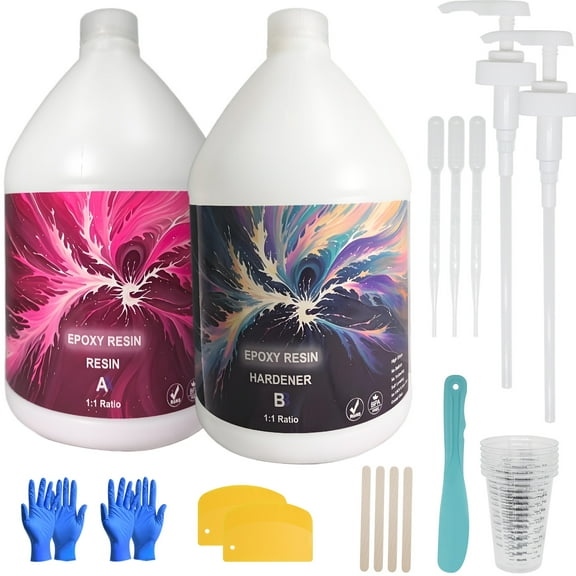 Epoxy Resin 1 Gallon, Crystal Clear Epoxy Resin Kit for Pros & Beginner,Casting Resin for Art Coating & Casting Jewelry DIY River Table Countertop Tumbler Wood Canvas Painting Art Craft Resin