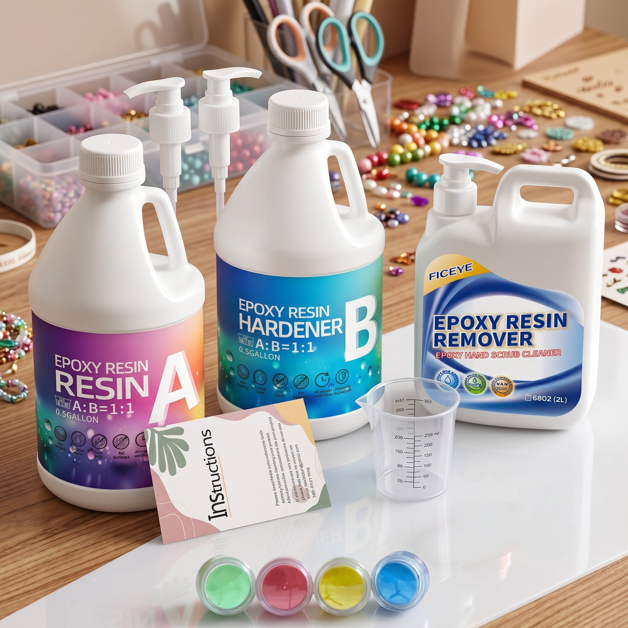 Epoxy Resin 1 Gallon - Crystal Clear Epoxy Resin Kit - Self-Leveling, High-Glossy, No Yellowing, No Bubbles Casting Resin Perfect For Crafts, Table Tops, DIY 1:1 Ratio