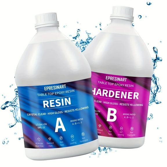 Epoxy Resin 1 Gallon Kit, Crystal Clear Epoxy Resin High Gloss, Easy Mix 1:1 Bubbles Free Art Resin for Coating and Casting, Countertop, Table Top, River Tables, Jewelry, Craft DIY, Molds