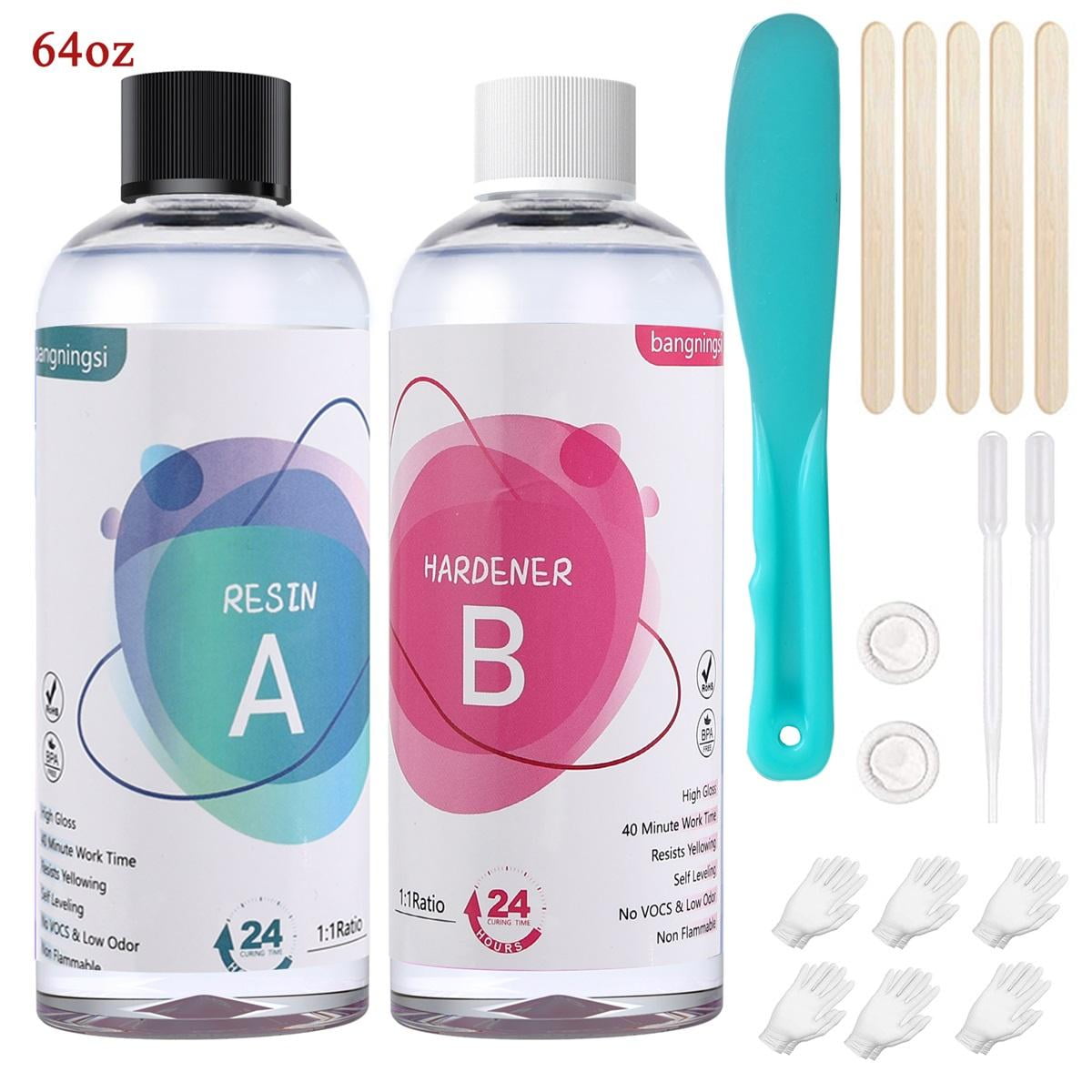 Epoxy Resin, 64oz Crystal Clear Epoxy Resin Kit for Beginner,Casting Resin for Art Coating & Casting Jewelry DIY River Table Countertop Tumbler Wood Canvas Painting, Art Craft Resin Starter Kit