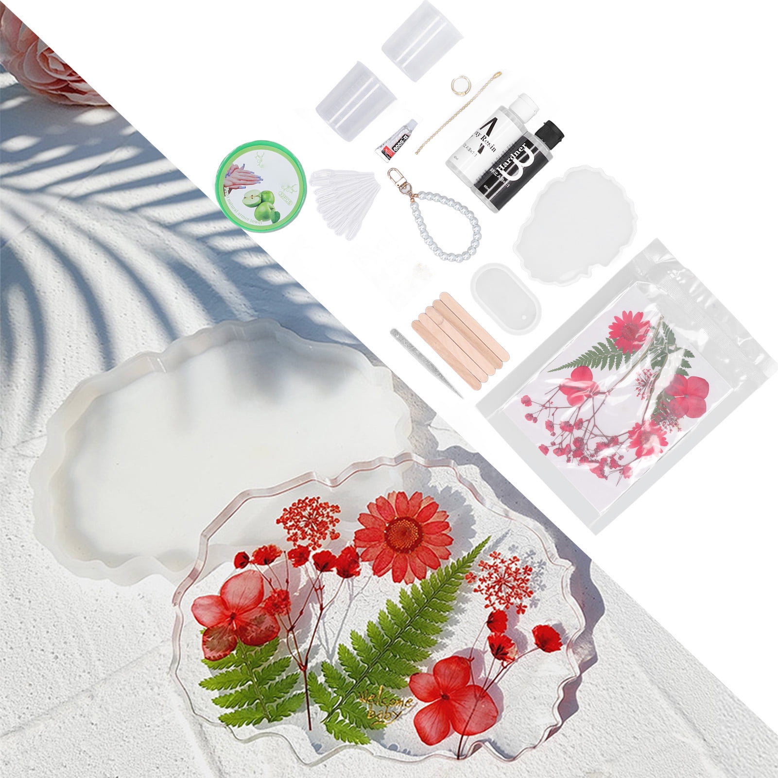 Epoxy Resin Coaster Kit, DIY Handcraft Reusable Silicone Flower