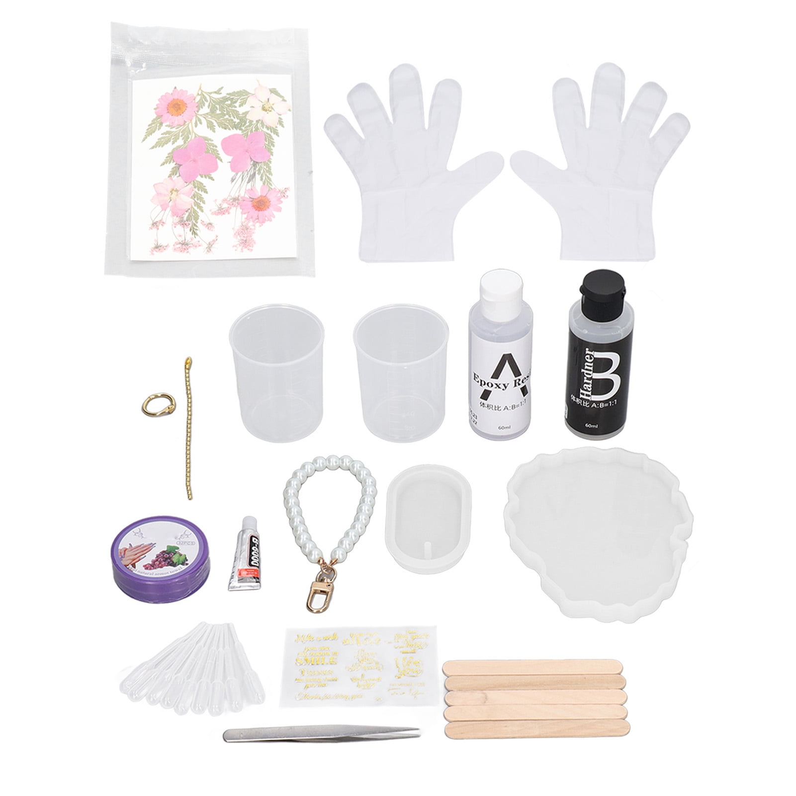 Epoxy Resin Coaster Kit DIY Handcraft Reusable Silicone Flower Preservation Kit Resin Mold with Dried Flowers Stickers Pink