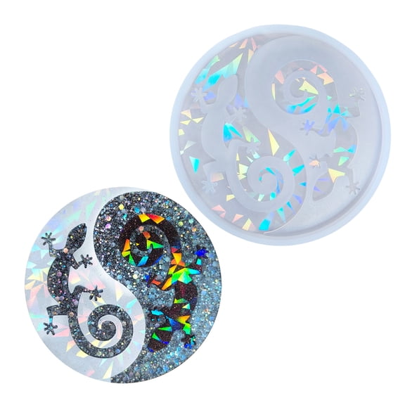 Epoxy Resin Coasters Mold Waterproof Silicone Mold for Epoxy Resin Coasters with Holography Feature