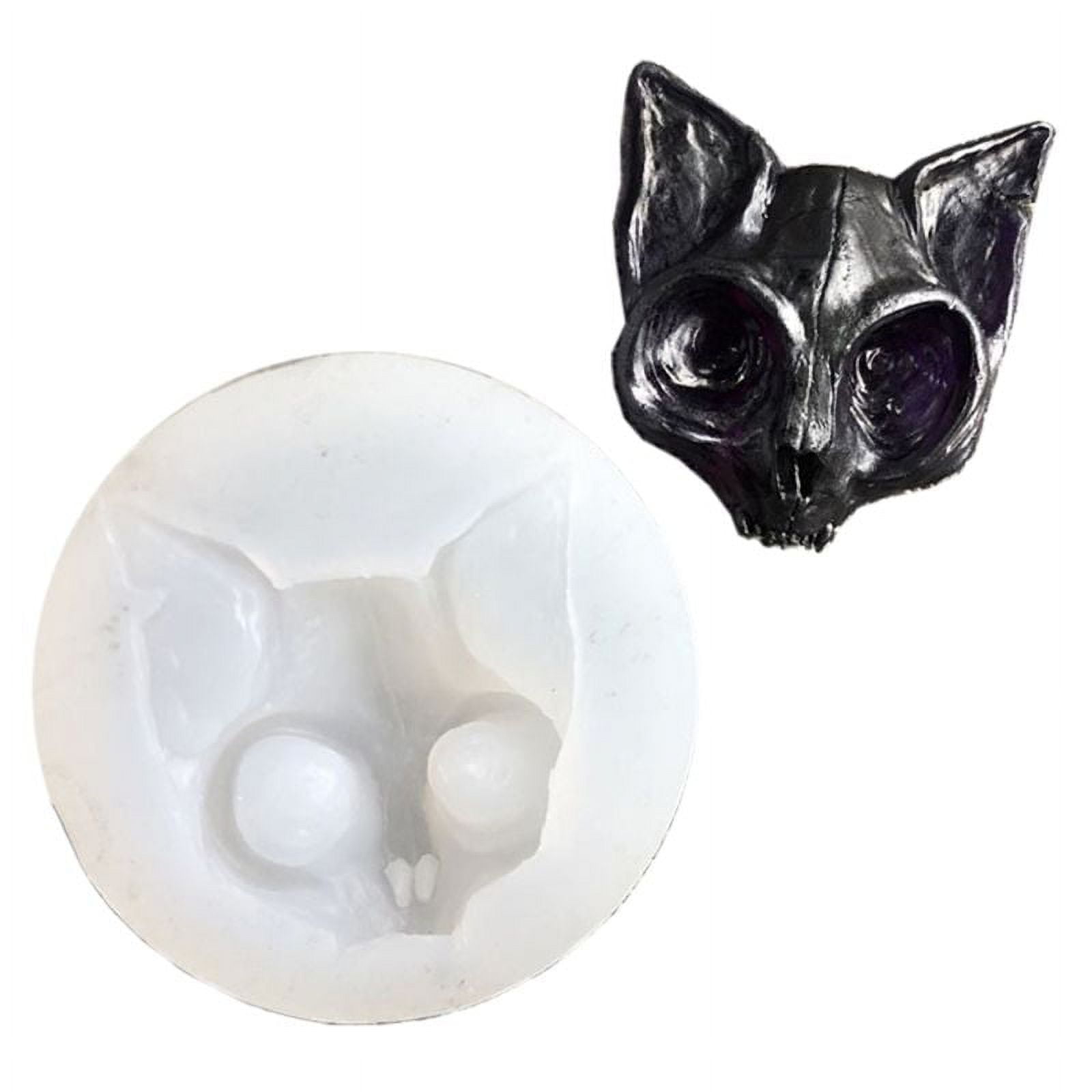 ResinPro 6pcs/set Cat Head Silicone Epoxy Resin Mold with 15pcs Crystal Cat Eyes & 100pcs Hoop Eye Pin Screws, DIY Crafts Tool Devil Cat UV Resin
