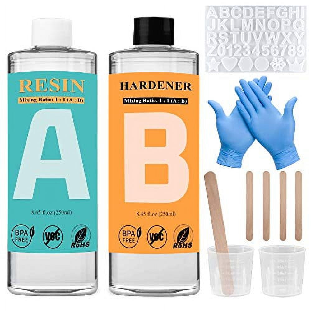 Epoxy Resin and Hardener Kit, 17oz Epoxy Resin Kit with Silicone Mold ...