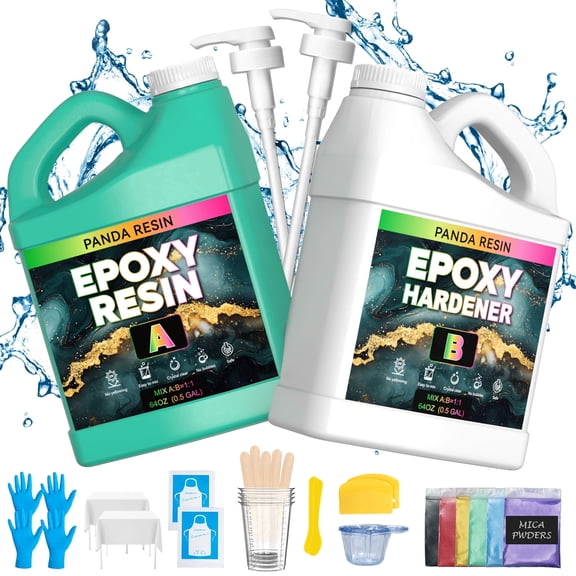Panda Resin 1 Gallon Crystal Clear Epoxy Resin Kit – Food Safe, High Gloss, Bubble-Free, Non-Yellowing Formula for Art, Crafts, Jewelry & Casting