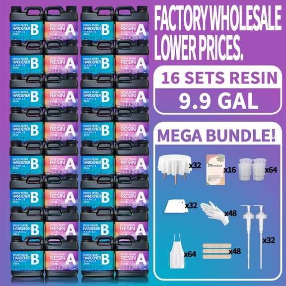 Epoxy Resin Kit 1248OZNewly Formulated Crystal Clear Epoxy Resin, Strong, Bubble-Free, Anti-Yellowing Art Resin That, Suitable for Casting, DIY, Molds, Jewelry, Easy to Mix 1:1 Ratio