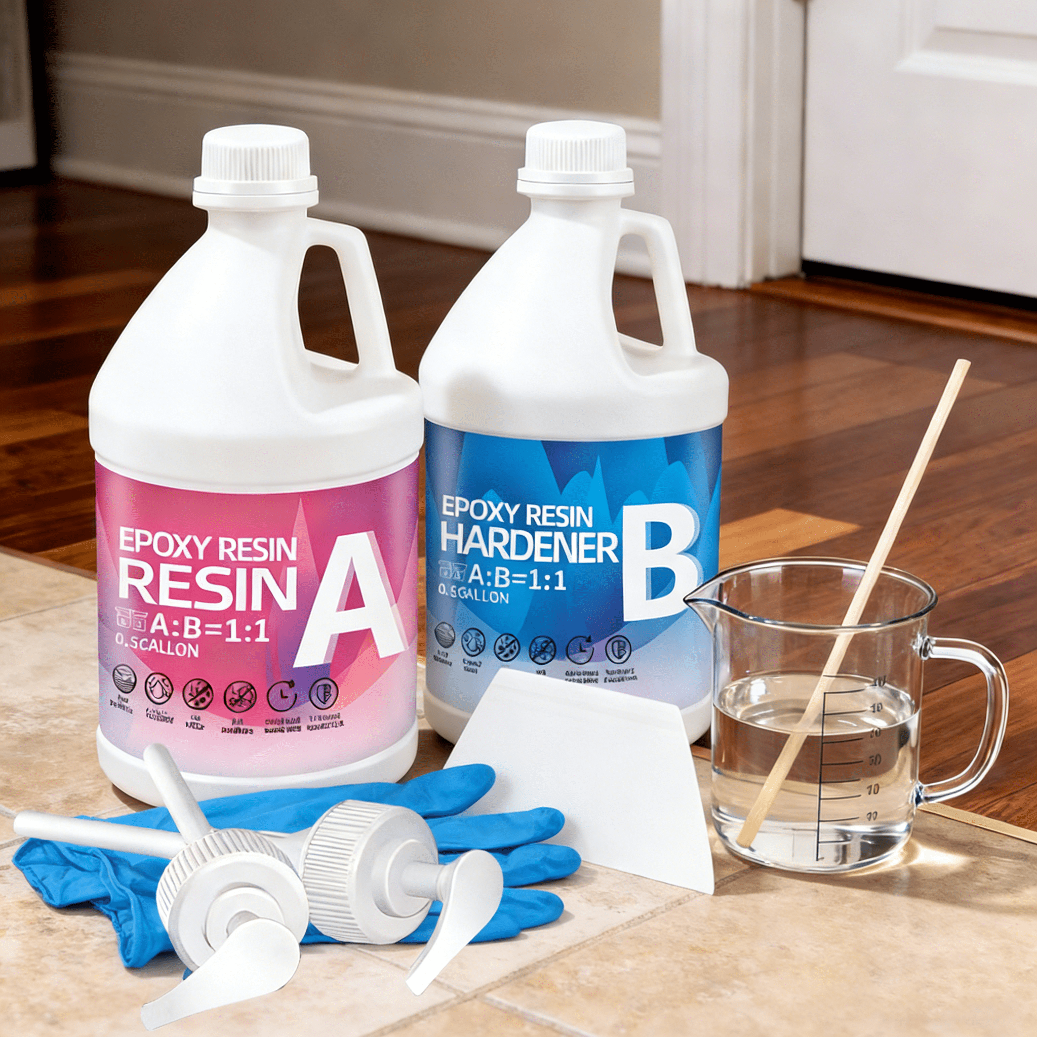 Epoxy Resin Kit 1GAL - Crystal Clear Resin with Tools, 1:1 Mixing Ratio, Bubble Free & Anti-Yellowing - High Gloss Casting & Coating Resin for Jewelry, River Tables, Bar Top, Countertops & Wood