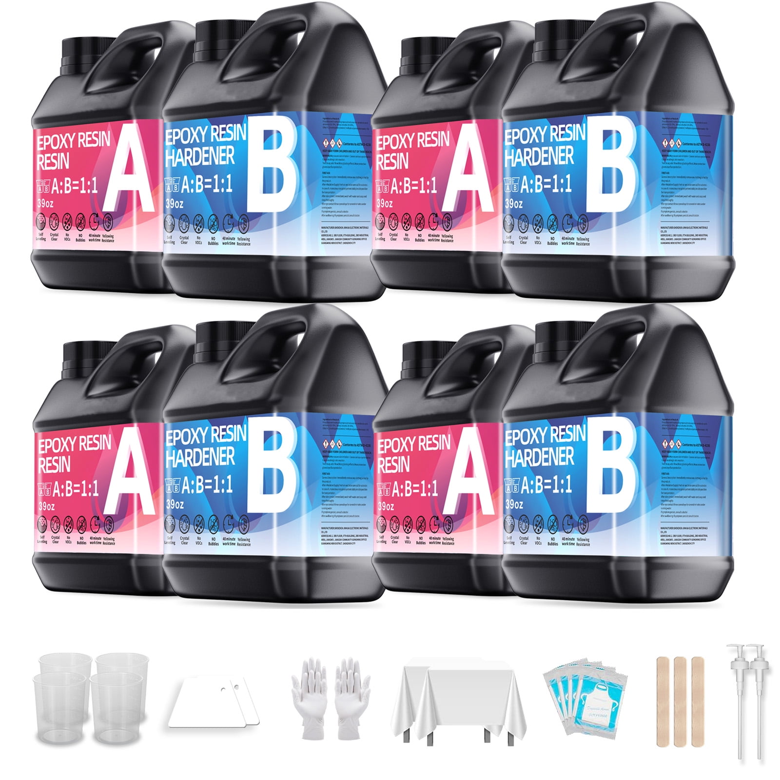 Epoxy Resin Kit 312OZ，Newly Formulated Crystal Clear Epoxy Resin, Strong, Bubble-Free, Anti-Yellowing Art Resin That, Suitable for Casting, DIY, Molds, Jewelry, Easy to Mix 1:1 Ratio