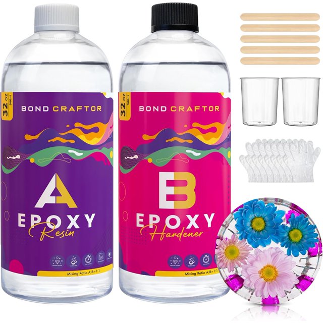 Epoxy Resin Kit 64 OZ, Clear Crystal Resina Epoxica Food Safe, Casting
