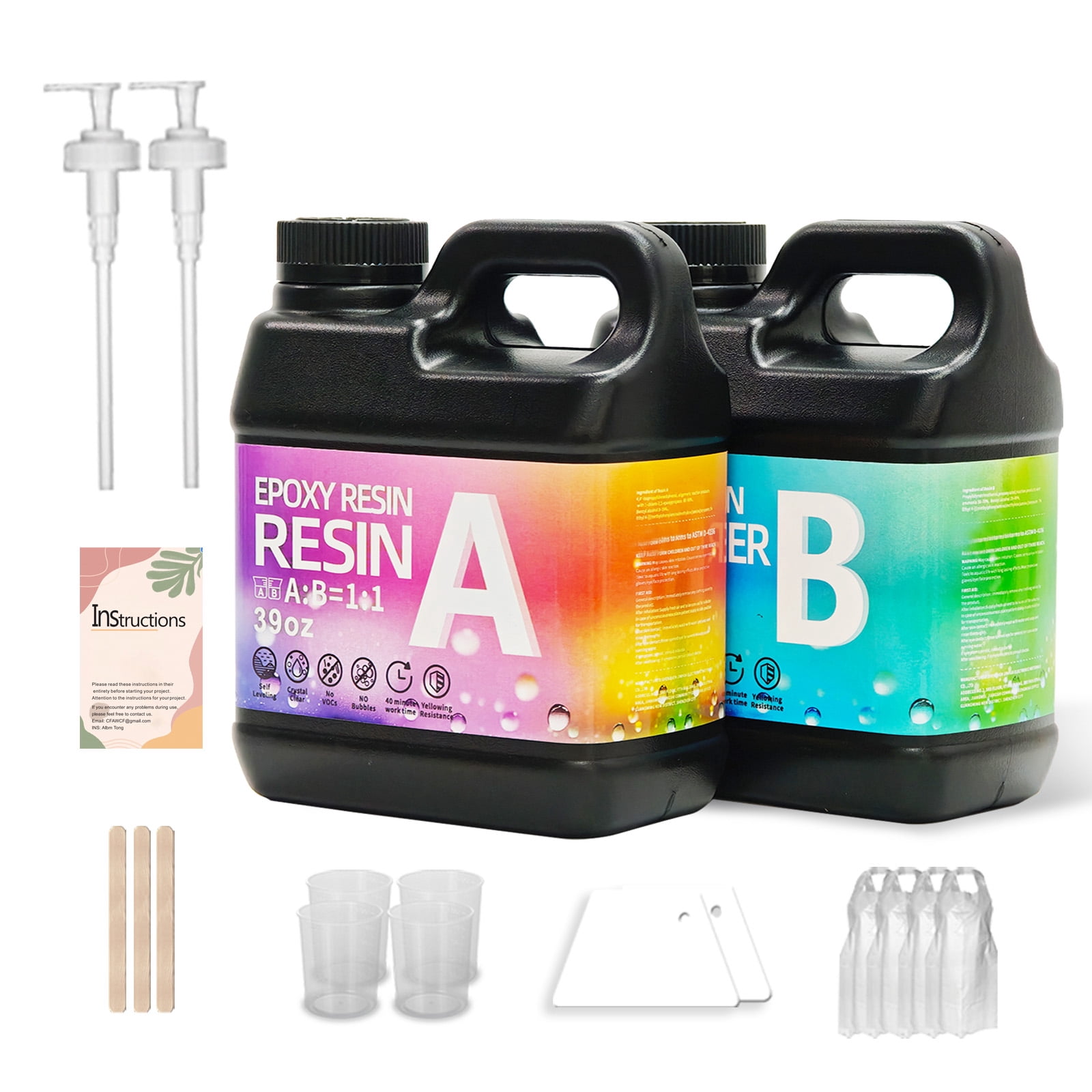 Epoxy Resin Kit 78OZ，Newly Formulated Crystal Clear Epoxy Resin, Strong, Bubble-Free, Anti-Yellowing Art Resin That, Suitable for Casting, DIY, Molds, Jewelry, Easy to Mix 1:1 Ratio