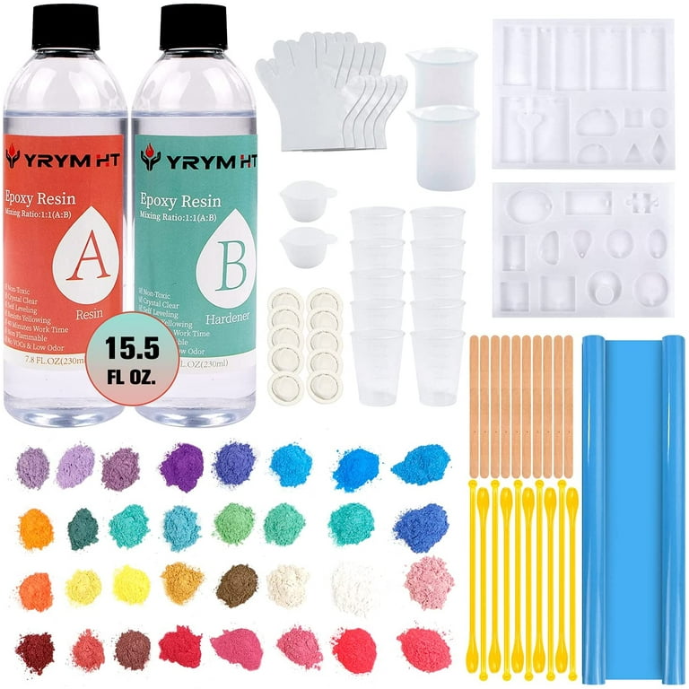 Epoxy Resin Kit for Beginners - 15.5 FL.OZ. Crystal Clear Casting and  Coating Epoxy Resin for Jewelry Making, Art, Crafts, Tumblers, River  Tables, UV Resistant, Easy Mix 1:1 Resin Epoxy Kit 