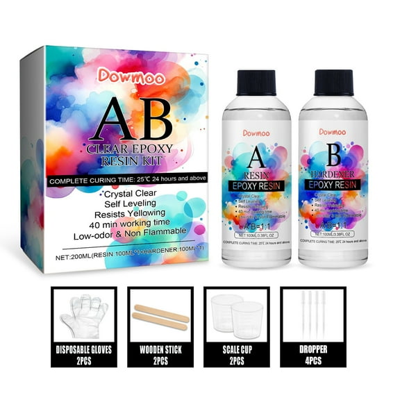 Epoxy Resin Kit, Crystal Clear & No Yellowing, Food Safe Grade, 6.76 fl oz