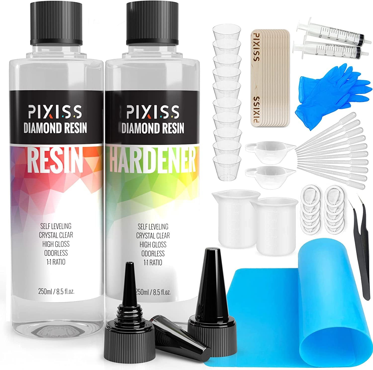UV Light Resin Clear Epoxy Craft Resin Kit - Pixiss Crystal Clear Hard Type UV Resin Kit with UV Light and Accessories, Size: UV Resin, UV Light