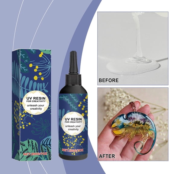 Epoxy Resin Kit UV Cure Liquid Adhesive, 6.76 fl oz, Fast Curing for Jewelry Casting Craft Coating